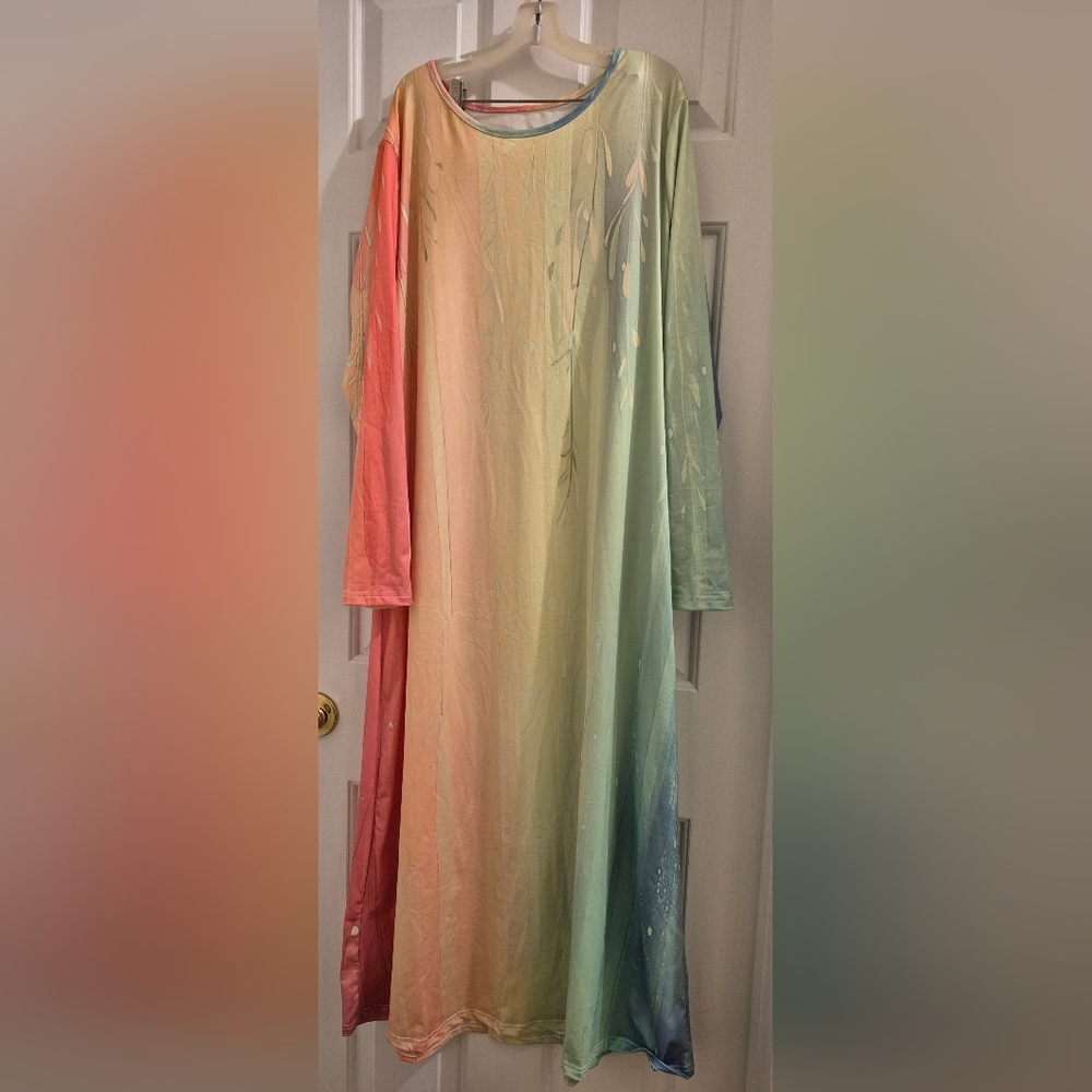 Multicolor Long Sleeve Maxi Dress